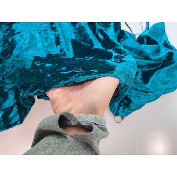 BCX Dress Teal Velvet Sleeveless A-Line Dress With Keyhole & Button Closure Size - Picture 10 of 11